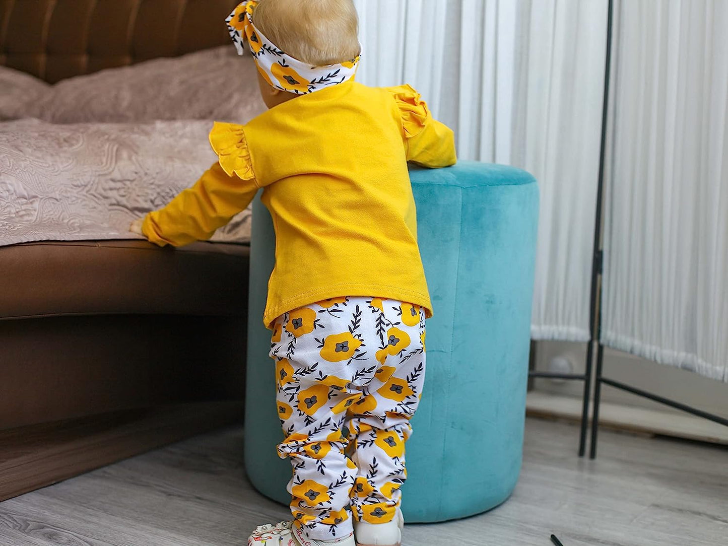 3Pcs Baby Girl Clothes Long Sleeve Letter Tops Casual Pants and Headband Outfit Set