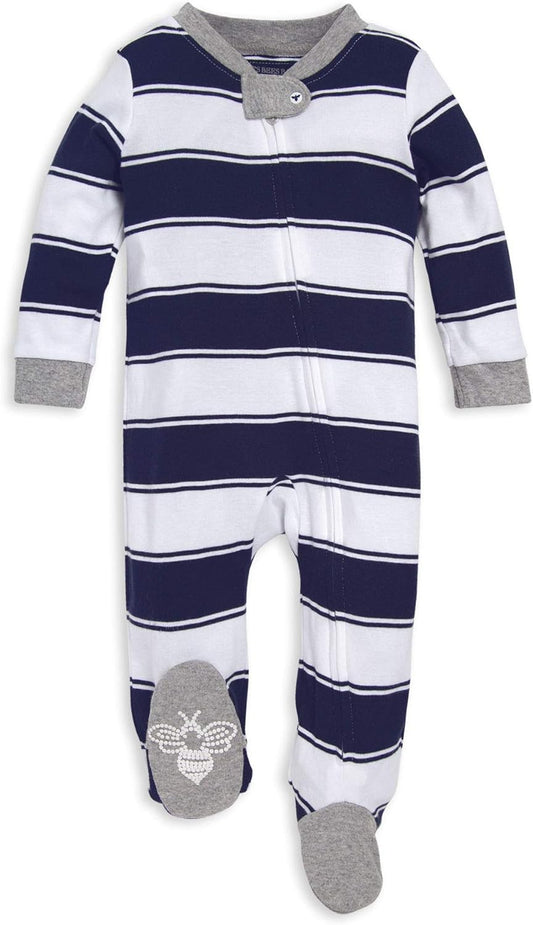 Boys' Organic Cotton Loose Fit Sleep and Play One-Piece Zip Front Footed Pajamas